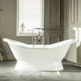 thumbnail image 2 of Aqua Eden VCTND723130 72-Inch Cast Iron Oval Double Slipper Pedestal Tub (No Faucet Drillings) in White, 2 of 6