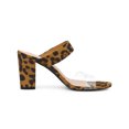 thumbnail image 3 of BLISSFUL STEP Women's Dual Clear Strap Block Heels Mules Slides Sandals Leopard 8, 3 of 6