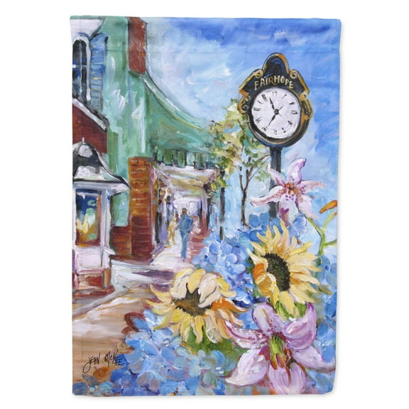 Carolines Treasures JMK1187GF Fairhope Clock Flag Garden Size  Small multicolor