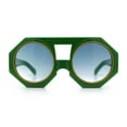 thumbnail image 3 of Circle Lens Victorian Octagon Flat Top Geometric Thick Plastic Sunglasses Green - Smoke, 3 of 8