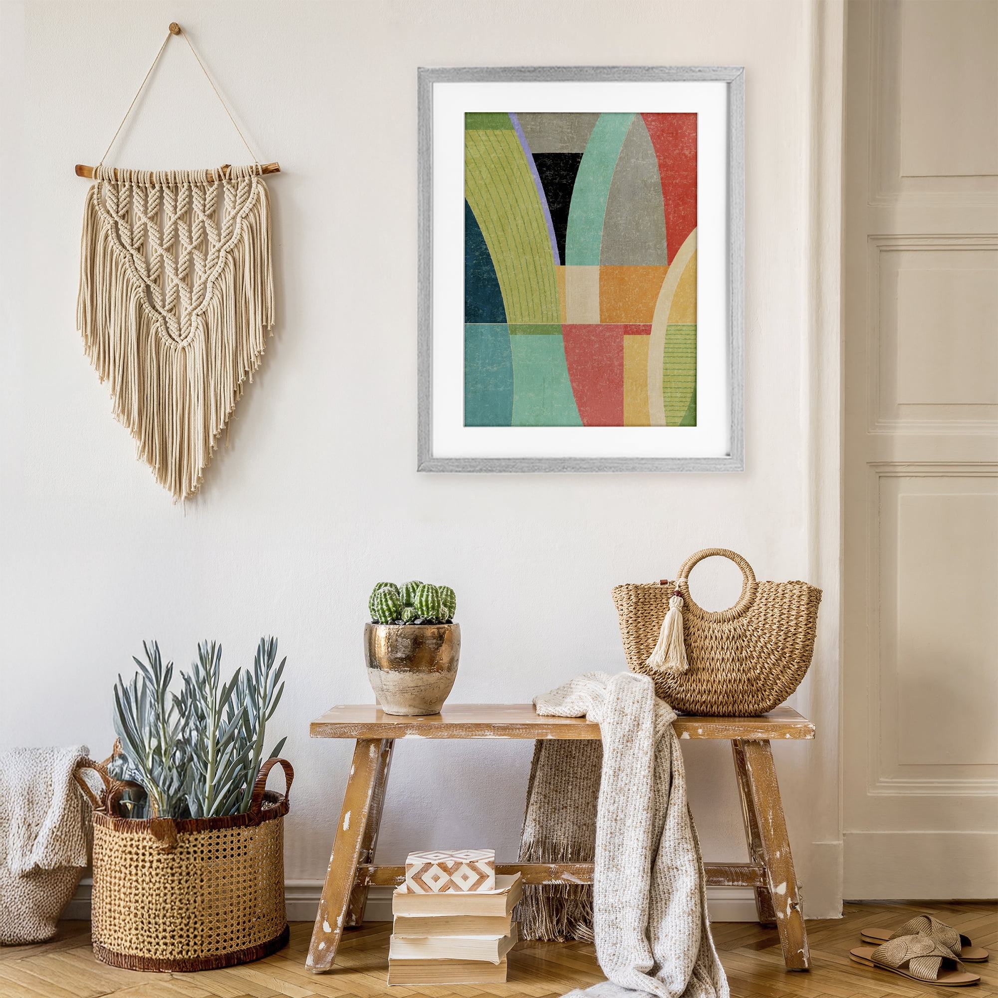 Stupell Industries Retro Geometric Archways Gray Framed Print Under Glass, design by Suzanne Nicoll