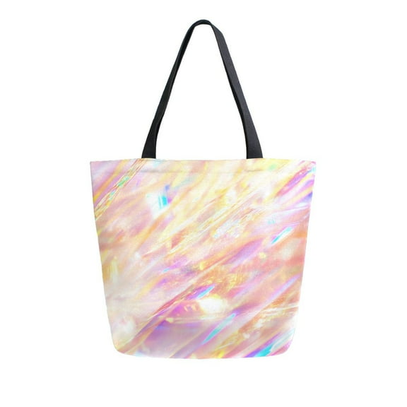 Durable Canvas Tote Bag with Zip Pocket Bags for Woman Shoulder Versatile Carryall for Everyday Use Colorful Light Streaks