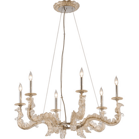 

Silver Leaf Tone Finish Chandeliers 17 Long Hand-Crafted Iron and Stainless Steel Candelabra E12 6 Light Fixture