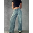 thumbnail image 4 of Women Y2k Low Rise Baggy Jeans Loose Fit Boyfriend Straight Wide Leg Jeans Trendy Stretch Long Denim Pants Light Blue M, 4 of 7