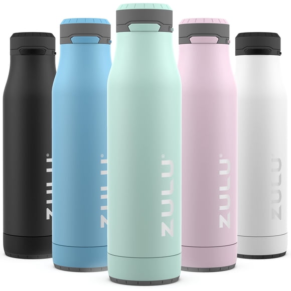Zulu Ace - Botella de agua de acero inoxidable aislada al aspiradora de 24 onzas con boquilla chug | Tapa de bloqueo a prueba de fugas y base extraíble | Botella reutilizable para ciclismo,