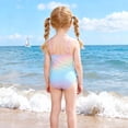 thumbnail image 4 of Gamivast Toddler Girl's Gradient One Piece Swimsuit Asymmetric Ruffle Trim Strap Monokini Summer Beach Vacation Outfits Cute Sunbathing Bathing Suit, 4 of 8
