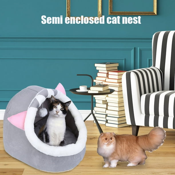 Cama cerrada para gatos casa suave para gatos multiusos cálida para invierno para mascotas pequeñas productos Hugtrwg Para estrenar