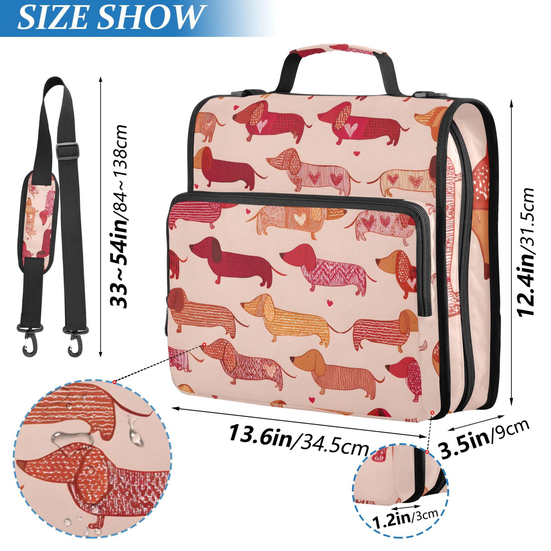 ALAZA Zipper Binder Cute Dachshund Dogs 3 Ring Trapper Keeper File Folder Organizer Bag