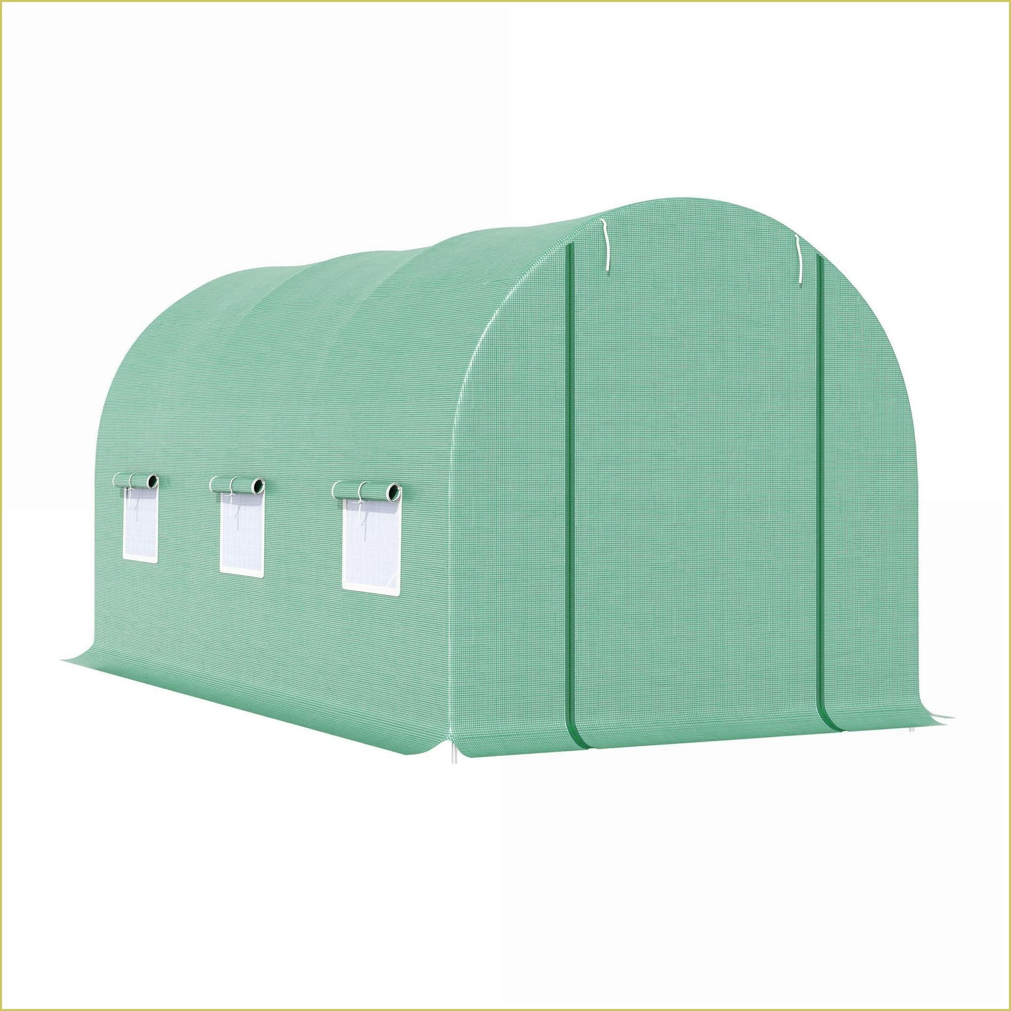 Walk-in Greenhouse | Invernadero | 15' x 6' x 7' Backyard Growing House with Door Vent | Forest Green | Steel