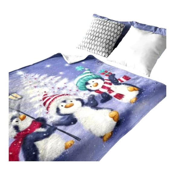 CozyPenguin Polaire Jeter - Couverture en Peluche Super Doux pour les Enfants et les Adultes, 50 "X 60" Queen Size, Parfait pour les Amoureux de la Neige "