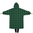 thumbnail image 2 of Oversized Wearable Blanket Hoodie,Green Black Checkerboard Checkered Pattern Sherpa Blanket Hoodie with Super Pockets,Super Warm Fuzzy Pullover for Women & Men, 2 of 6