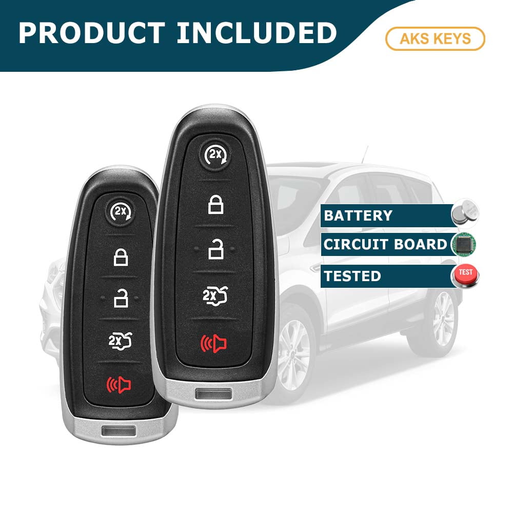 AKS Keys Ford Smart Key Gen2 PEPS 5-Button FCC M3N5WY8609 – Replacement Smart Key Fob for Select 2013–2020 Ford C-MAX, Escape, Focus, Maverick (Euro), 315 MHz