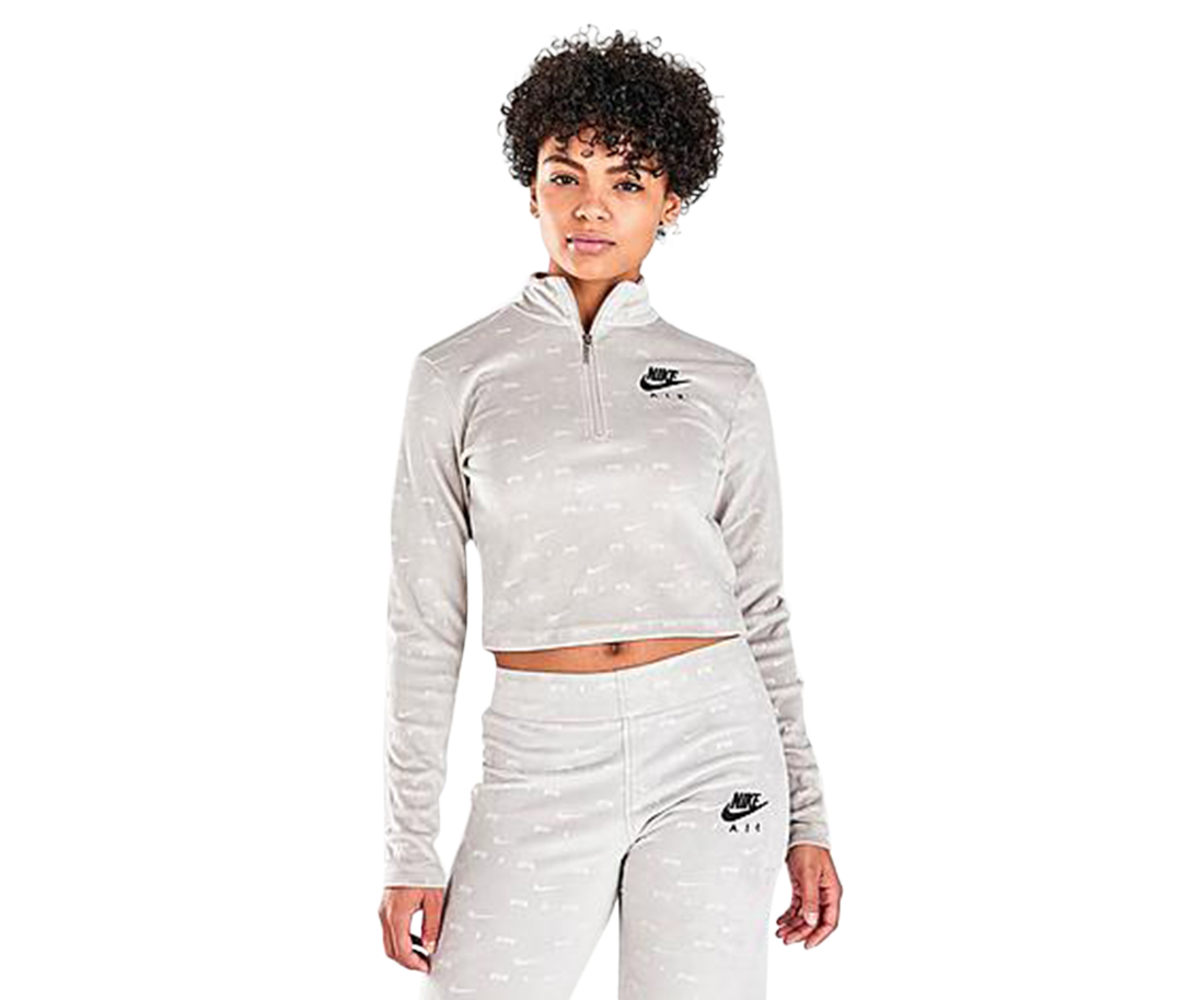Nike Air Velour Women's Quarter-Zip Long-Sleeve Sweater Grey