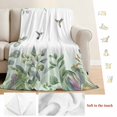thumbnail image 5 of Leaf Bird Blanket Soft Cozy Warm Twin Blanket for Bed, Plush Fuzzy Flannel Fleece Blankets for Sofa, Sage Greeen Botanical Watercolor Animals Throw Blankets for Couch, Gifts for Men, 60"x80", 5 of 9