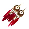 thumbnail image 3 of 1 Paire de Boucles d'Oreilles Vintage Style Long Pendentif Résistant à l'Usure Fournit Bijoux Décor Accessoire de Mode pour Banquet Robe Quotidienne Vin Rouge, 3 of 8