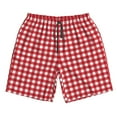 thumbnail image 3 of Uemuo Red Checkboard Pattern Men's Swim Trunks Hawaiian Beach Bathing Suit Swimsuits Beach Quick-Dry Shorts with Pockets-Small, 3 of 9