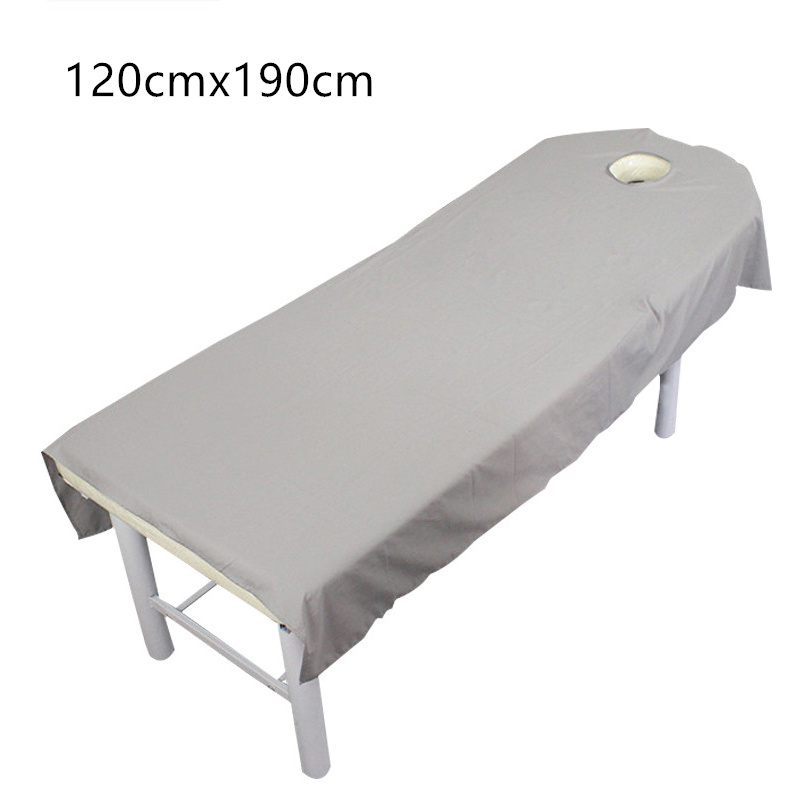 Massage Table Sheet with Face Hole Washable Reusable Massage Table Cover Solid Color Washable Reusable for Beauty Salon Massage Table Sheet with Face Hole Massage Table  Gray 120cmx190cm Opening - image 2 of 7