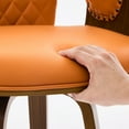 thumbnail image 5 of 26" Swivel Bar Stool Set of 1, 360° Counter Height Bar Stool with Back & Arms, Farmhouse Upholstered Barstool with Walnut Frame Faux Leather Counter Chair for Kitchen Island Orange, 5 of 13
