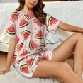 thumbnail image 4 of Hirioo Hand Drawn Watermelon for Women's 2 Piece Short-Sleeved Pajama PJ Sets for Women Shorts with Pockets Womens Lounge Set-XX-Large, 4 of 6