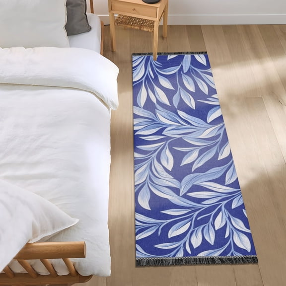 Simple Purple Leaf Bedroom Runner Rug 2'x 6' Non Slip Carpet Indoor Home Area Rug Living Room