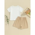 thumbnail image 5 of FEORJGP Toddler Boys Summer Outfits 6M 12M 18M 2Y 3Y Infant Baby Short Sleeve T-shirt Letter Hand Print Crew Neck Tops and Drawstring Shorts Sets Newborn Casual Daily Soft Clothes for Father's Day, 5 of 9