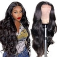 thumbnail image 1 of Wig Human Hair Pre-pull Bleach Knot With Baby Hair Glue Free Natural Black, 1 of 5