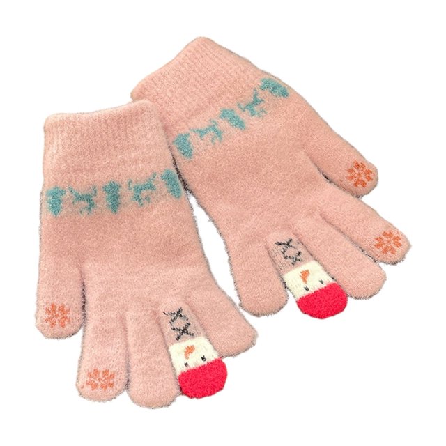 Winter Gloves Men Cute Christmas Snowman Split Finger Knitting Touch Screen