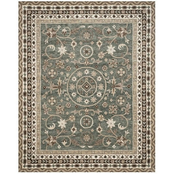 SAFAVIEH Bella Leah Medallion Traditional Wool Area Rug, Grey/Taupe, 4' x 6'
