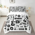 thumbnail image 2 of Musical Instruments Bed in a Bag Classical Piano King Bedding Sets, Black and White Comforter Set Vintage Radio Vinyl Record Bedding Comforter Sets 7pcs, Microphone Headset Bedding Sets & Collections, 2 of 4