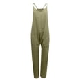 thumbnail image 4 of Conairie Womens Bib Overalls Womens Solid Color Loose Sleeveless Long Romper Straight Leg Pants With Pockets Green M, 4 of 5
