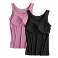 thumbnail image 2 of 2 Pcs Tank Top with Shelf Bra Built in Camisole Tops for Women Boxy Tank Tops for Women Spring Tank Top Versatile Outer Sleeveless Tops Womens Tank Tops Loose Fit Office Casual Sleeveless Tops, 2 of 7
