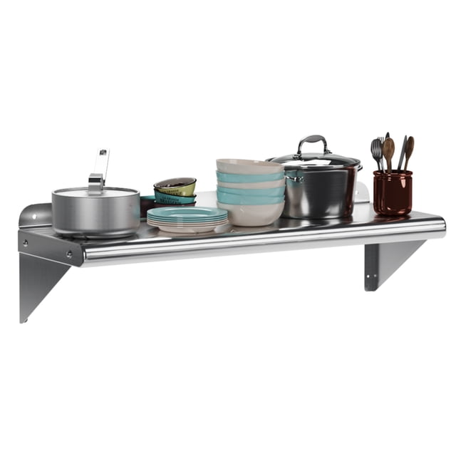 Ourlova 12"x36" NSF Stainless Steel Wall Shelf, 345 lbs Load Heavy Duty Commercial Wall Mount Shelving, 12'' x 72'', Metal Kitchen Rack for Restaurant, Home, Kitchen