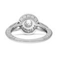 thumbnail image 5 of Solid 14K White Gold Round Diamond Side-Stones with CZ Cubic Zirconia Center Stone Halo Engagement Ring Size 6.5, 5 of 8