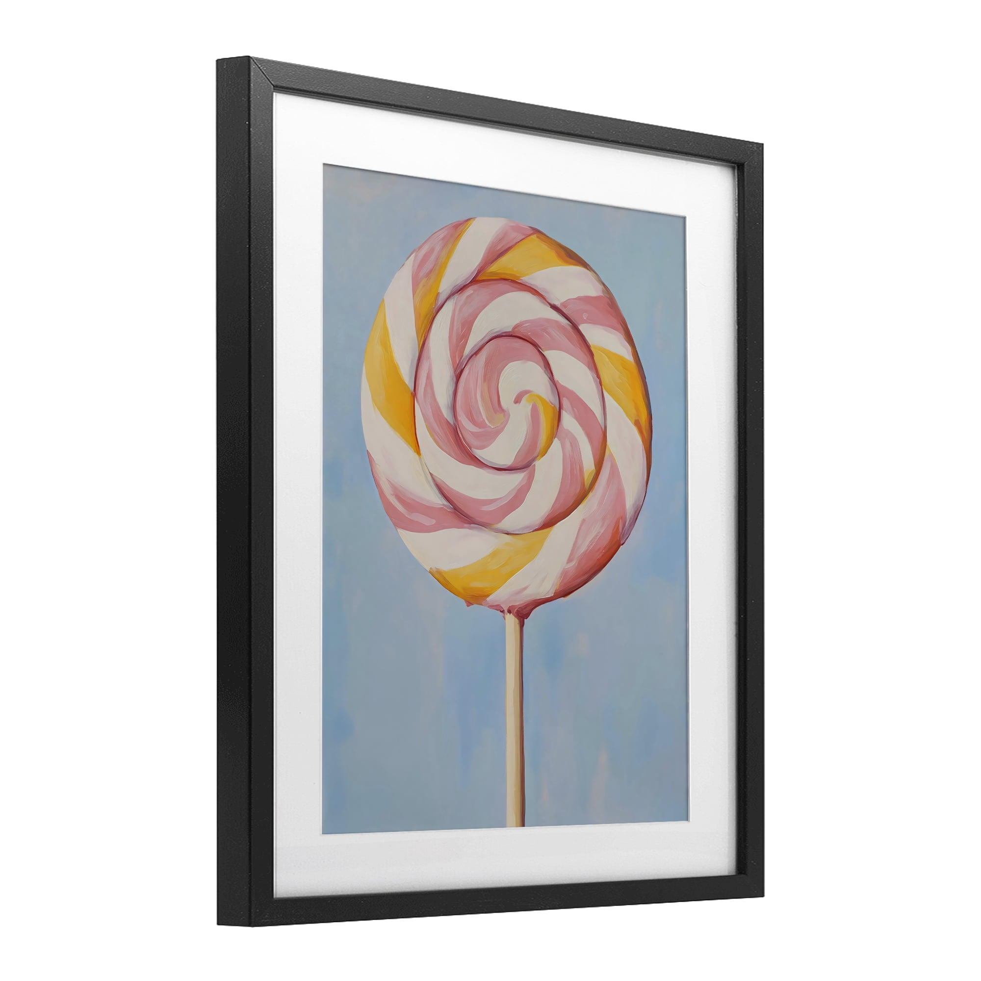 Stupell Industries Lollipop with Pink & Orange Swirl Black Framed Print Under Glass, design by The Prints Vibe