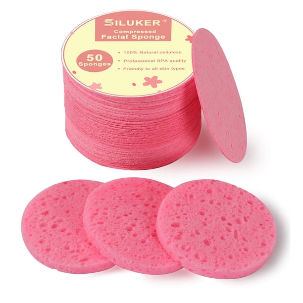 Esponjas faciales comprimidas de 50 unidades para limpieza diaria y exfoliación suave Esponja de spa de celulosa natural perfecta para eliminar la suciedad y el maquillaje de la piel muerta
