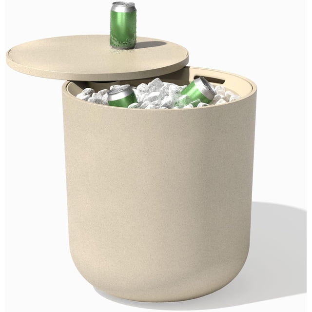 Songqin Kona Cooler Side Table – 2-in-1 Outdoor Patio Side Table w/Cooler | Insulated 40L Capacity | Modern Accent Décor for Hosting, BBQ, Poolside