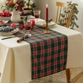 thumbnail image 4 of Moss Green and Red Rustic Christmas Plaid Table Runners 70 inches Long, Farmhouse Style Decor or Kitchen with Tassels for Holiday Party Dining Room Kitchen 13 X 60 inches, 4 of 8