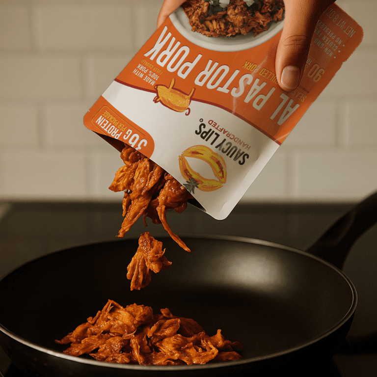 Saucy Lips Ready-To-Eat Al Pastor Seasoned Pulled Pork, 36g