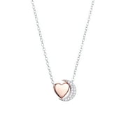 Little Luxuries 18" Crescent Moon & Heart Slider Pendant Necklace