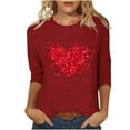 thumbnail image 3 of Qetyuw 3/4 Sleeve Valentine's Shirts for Women Love Heart Graphic T Shirts Crew Neck Casual Tees Soft Comfy Plus Size Tshirt, 3 of 6