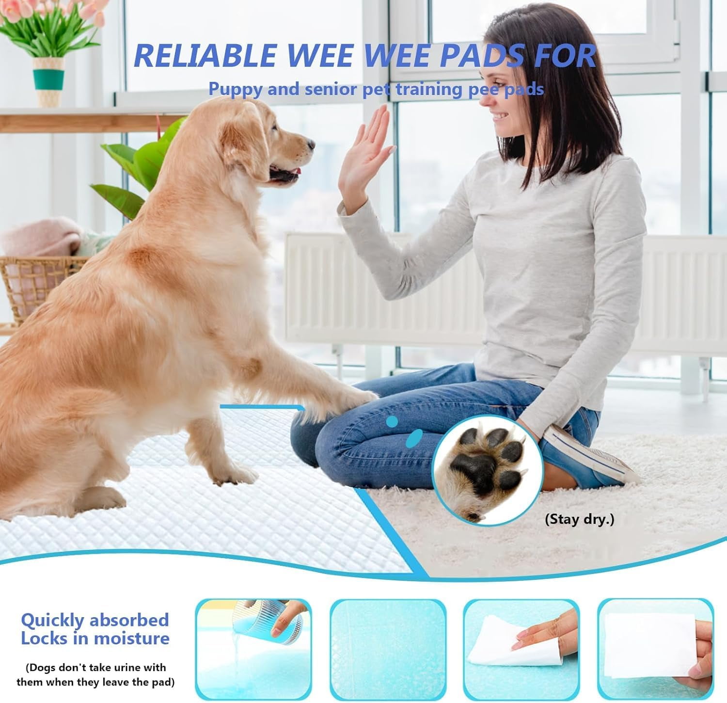 Dog Pee Pads Extra Large,32"X36"Pee Pads for Dogs,60 Count Puppy Pads,Training Pads for Dogs Absorbent & Leak-Proof for Family Training Disposable Pet Potty Pads