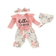 thumbnail image 1 of Floral Pants and Hat Bow Headband Set for Girl‘s Long Sleeve Romper, 1 of 8