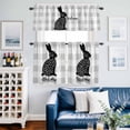 thumbnail image 2 of Easter Rabbit Kitchen Curtains and Valances Set, Bunny Welcome Gray Buffalo Plaid Rod Pocket Window Valance 18 Inch Window Curtain Panels for Living Room Bedroom Laundry, 27.5x24in, 3 Pieces, 2 of 9