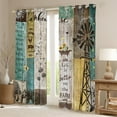 thumbnail image 3 of Windmill Themed Blackout Curtains 38"Wx45"L, Rustic Farmhouse Curtains Cabin Decor,Rooster Cow Farm Animal Curtains & Drapes Vintage Country Wooden Board Western Window Treatments Western Decor, 3 of 5
