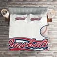 thumbnail image 2 of Ambesonne Sports Quilted Coverlet 3 Pcs, Baseball Ball Sports Art, King Size, Night Blue Red White, 2 of 2