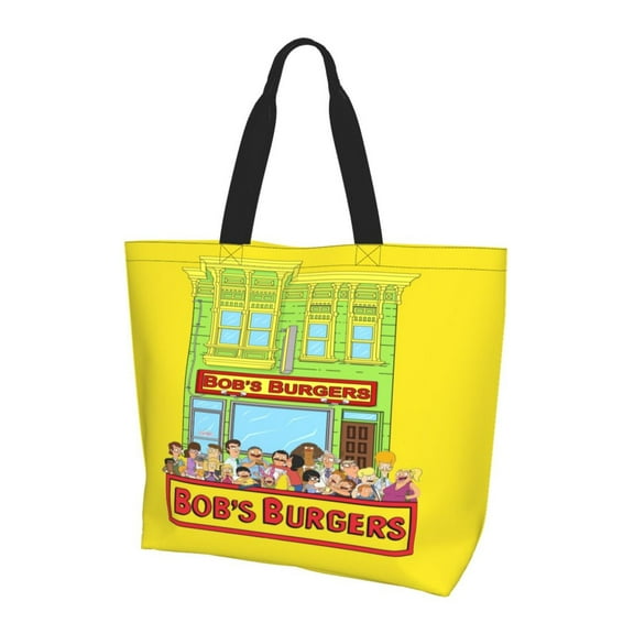 Cute Bob'S Burgers (18) Extra Large Canvas Tote Bag For Gym Beach Travel Reusable Grocery Shopping Cartoon Portable Storage Bags