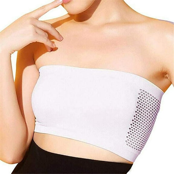 harmtty Lady Breathable Seamless Strapless Non-Slip Wrapped Chest Tube Top Bra Underwear,White,