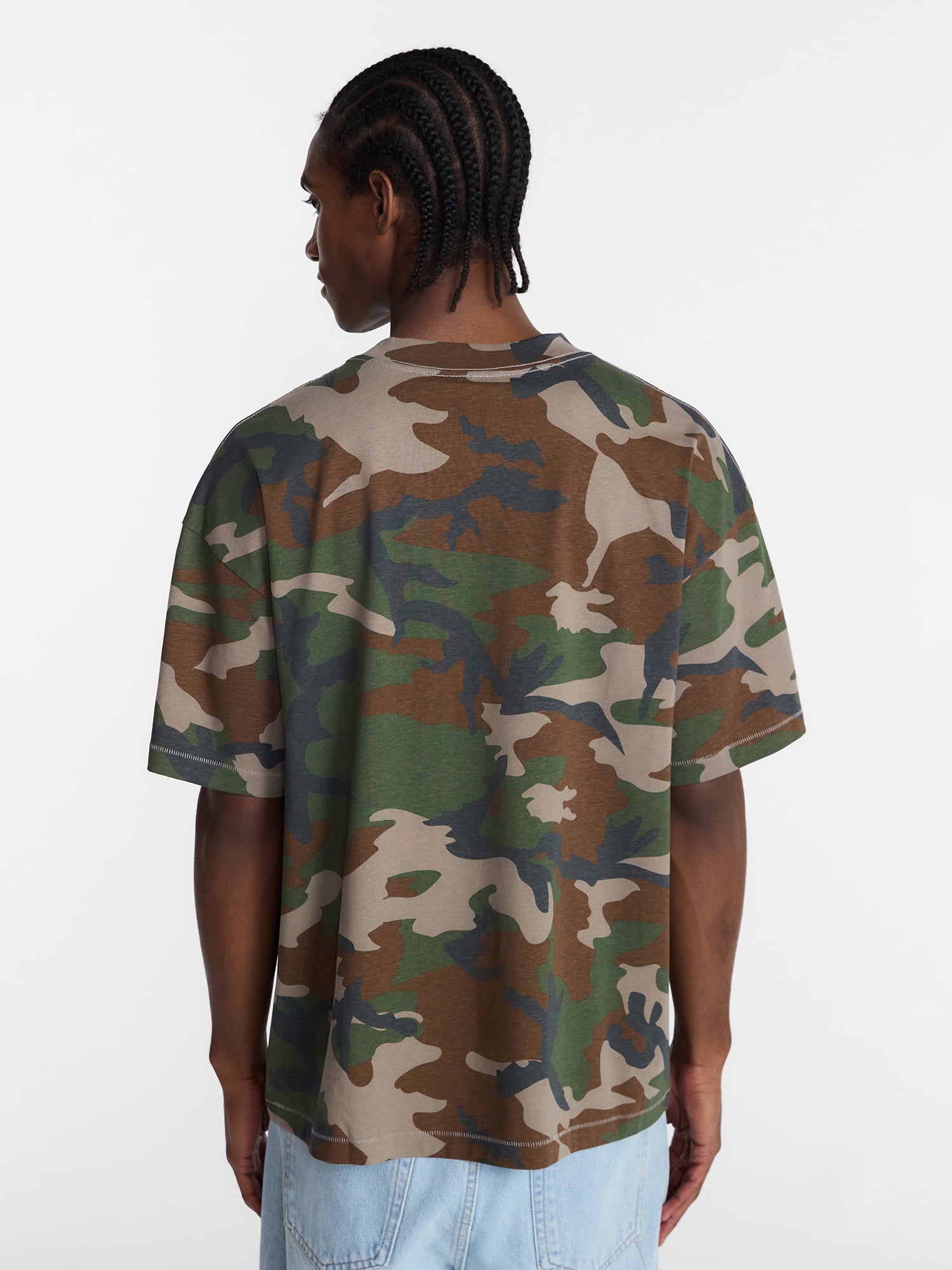 No Boundaries Men's Oversized Boxy Tee with Short Sleeves, XS-4XLT
