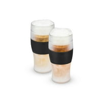 Host FREEZE Beer Glasses, Iced Coffee Tumblers, 16oz, Set of 2, Black