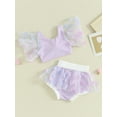 thumbnail image 3 of Bagilaanoe 2pcs Toddler Baby Girl Shorts Set Flower Sleeveless Crop Tops + Shorts 3M 6M 12M 18M 24M 3T Kids Casual Summer Clothes, 3 of 9